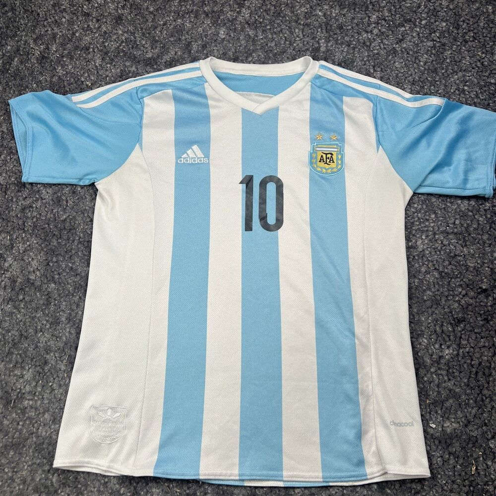 Adidas Argentina 2015 #10 Messi Home Jersey Soccer Uniform Size Medium Climacool